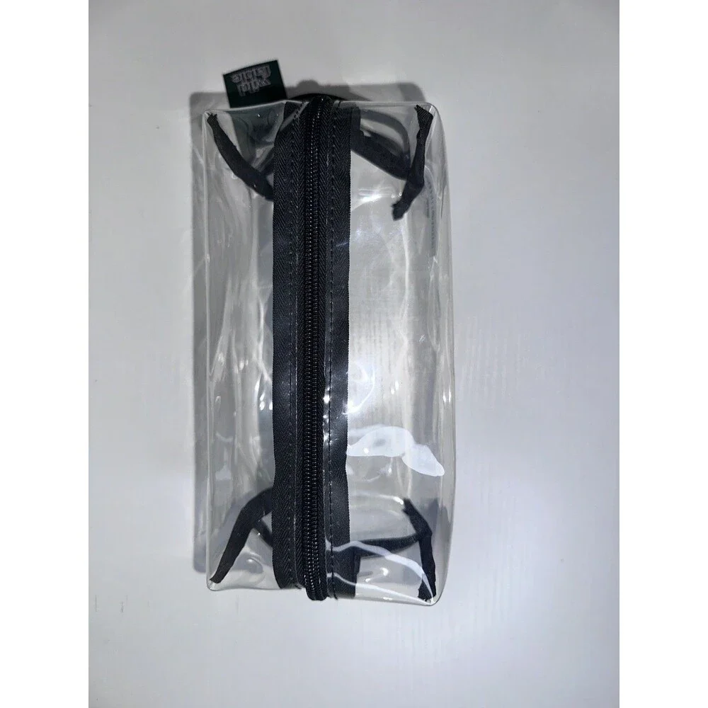Transparent PVC Cosmetic Bag Black Mesh Gym Travel Vacation Toiletry Organizer